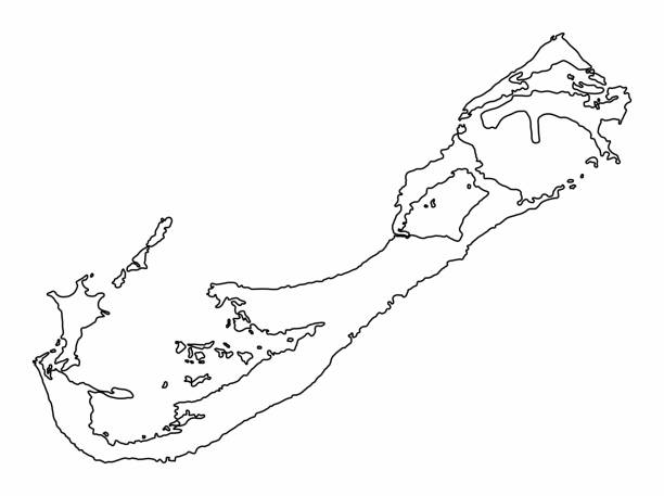 Bermuda outline map Bermuda outline map isolated on white background colonies map stock illustrations