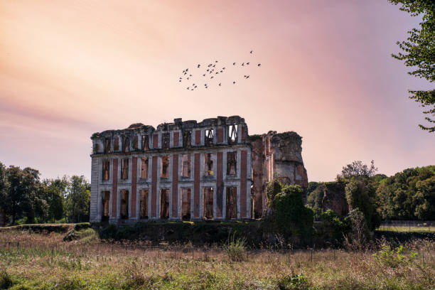 Ruins of an house in Ferté-Vidame in a park, France