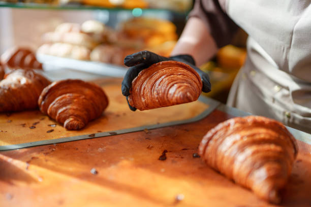 Close up to croissants.