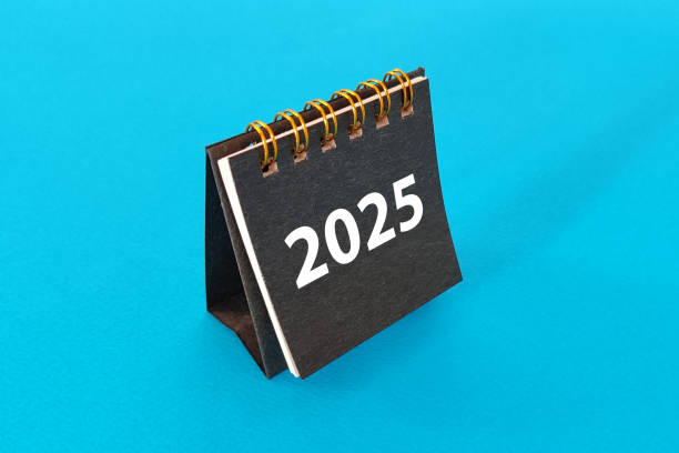 istock 2025 calendar on blue background 2181959233