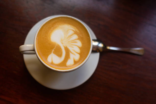 a cup of fragrant coffee in a restaurant on the table