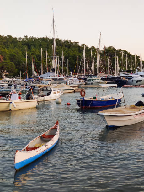 istock beautiful ships and boats are moored near the shore 2181962425