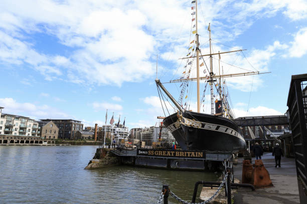 Bristol, England- March 29, 2024: The colossal SS Great Britain steamship in the dry dock in Bristol city
