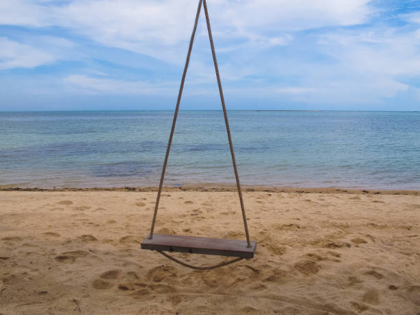 istock swing on a sandy beach on the sea 2181969669