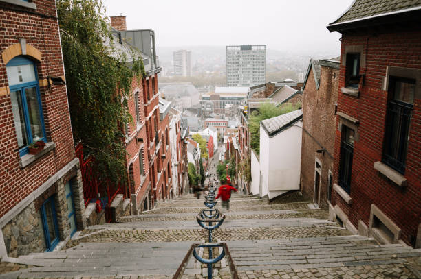 Montagne de Bueren staircase in Liege, Belgium