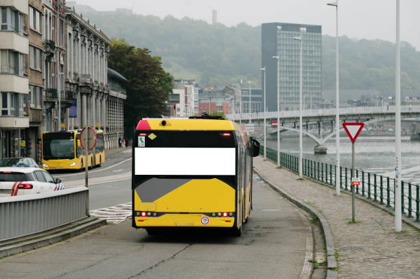 istock City bus with blank billboard 2181970669