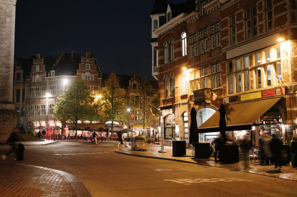 istock Street in Leuven at night 2181970727