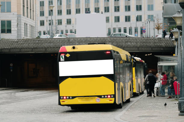 istock City bus with blank billboard 2181971439