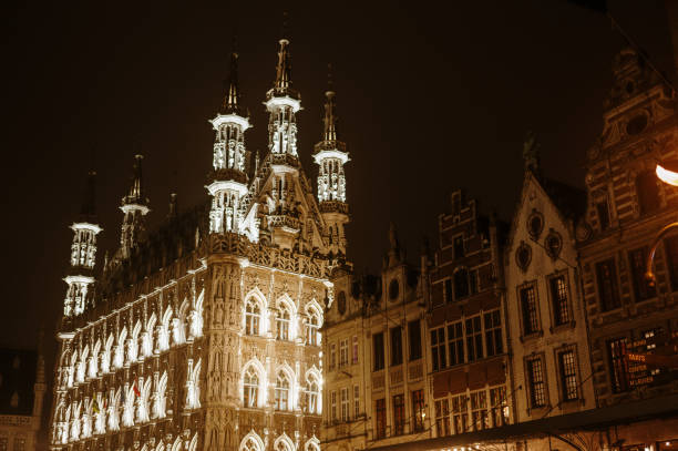 Grote Markt in Leuven, Belgium, at night