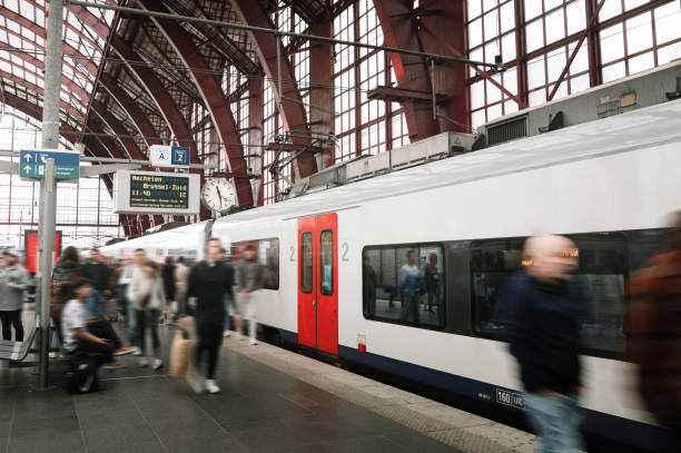 istock Passenger train in Antwerp Central Station 2181973481