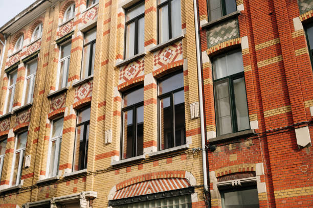 istock Apartment buildings with brick facades 2181973493