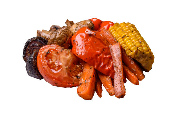 istock Grilled vegetables peppers, tomatoes, zucchini, onions, carrots, corn, mushrooms 2181977376