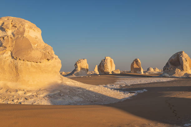 White Desert National Park, Al Farafra, New Valley, Egypt. Rock formations in the White Desert of western Egypt.