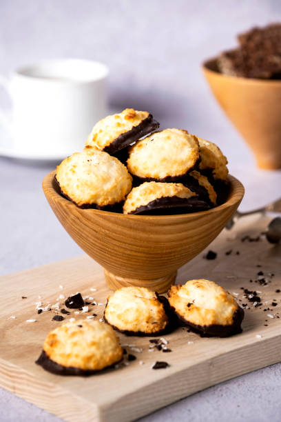 istock Coconut and dark chocolate Macaroons - Stock photo 2181991288