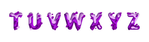 istock capital letter T, U, V, W, X, Y, Z, font design in paper cut style. vector illustration 2181992182
