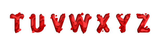 istock capital letter T, U, V, W, X, Y, Z, font design in paper cut style. vector illustration 2181992231