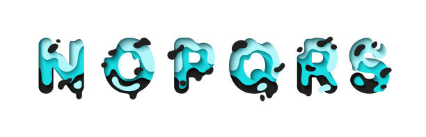 istock capital letters N, O, P, Q, R, S, font design in paper cut style. vector illustration 2181992857