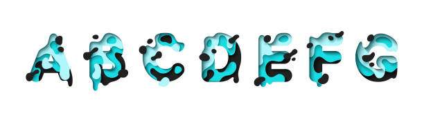 istock capital letter A, B, C, D, E, F, G, font design in paper cut style. vector illustration 2181992928