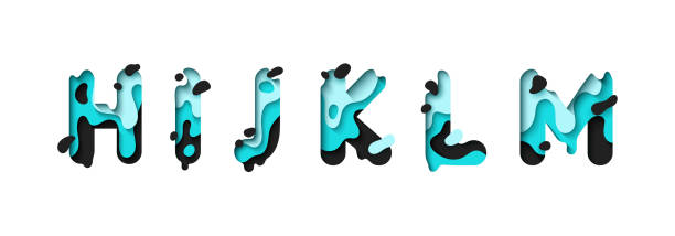 istock capital letters H, I, J, K, L, M, font design in paper cut style. vector illustration 2181992935