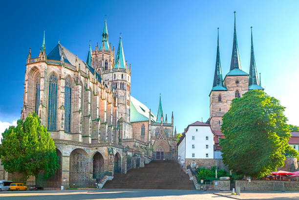 Cathedral Square (Domplatz) and Cathedral Hill (Domberg) with Erfurt Cathedral in Thuringia, Germany