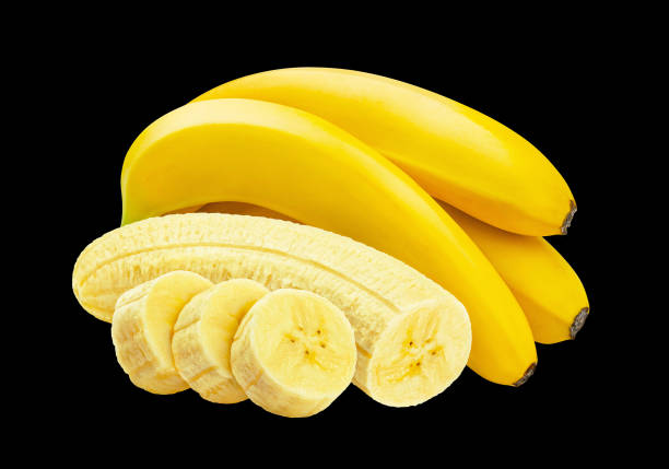 istock Banana bunch isolated on black background 2182008111