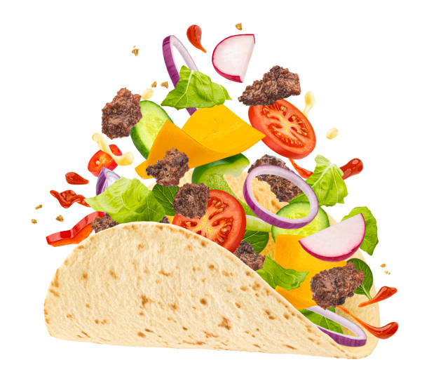 close up of kebab sandwich on wooden background