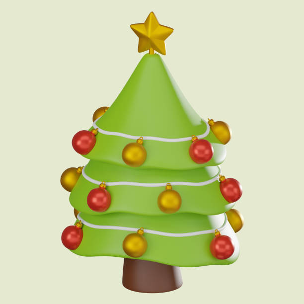 istock 3D render Christmas tree with decorations festive holiday xmas. 2182034494