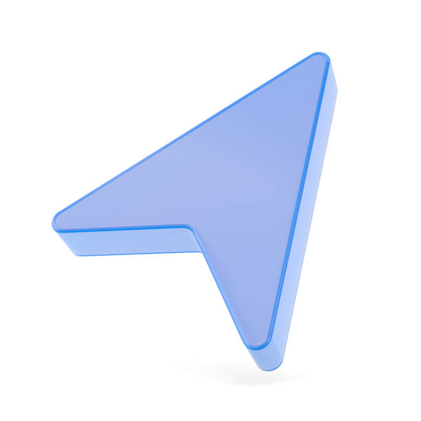 Glass arrow on white background. Isolated 3D illustration