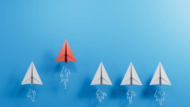 istock paper plane on white background, Business competition concept.3D rendering on blue background. 2182044209