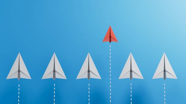 istock Small business, Small and Medium Enterprise concept with small red paper plane.new ideas. paper art style. creative idea.3D rendering on blue background. 2182044294