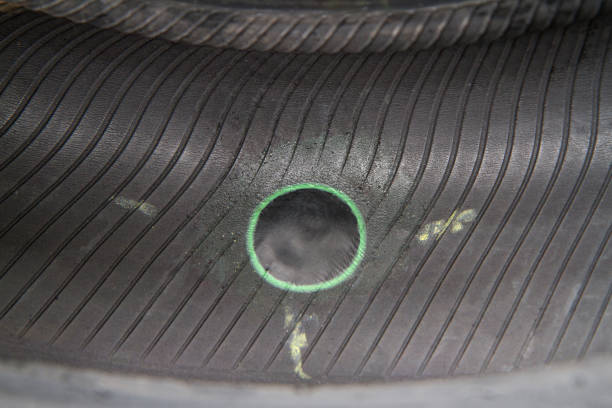 istock Patch in a tubeless car tire. 2182044743