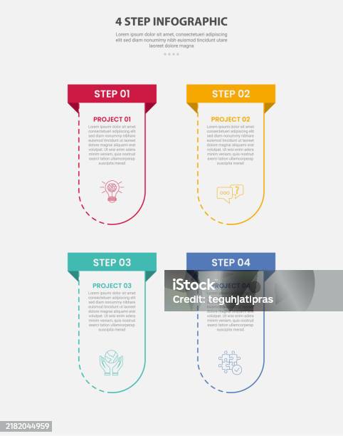 4 Point Header 4 Points Template Infographic Outline Style With 4 Point Step Template ...