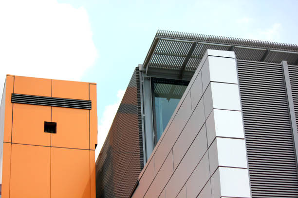 istock exterior design multi color aluminum composite panel decorated on building 2182048021
