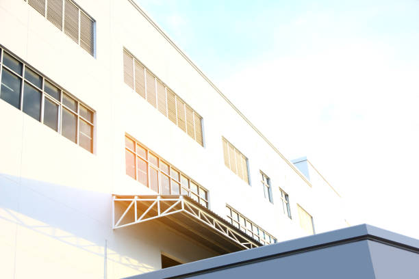 outside wall of building exterior design with windows blinds window