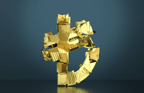 Word Gold written  in gold in a 3d render