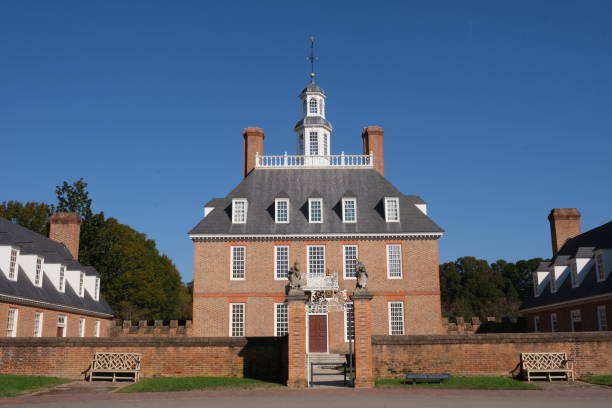 Closeup of the Colonial Capitol building in Williamsburg, Virginia