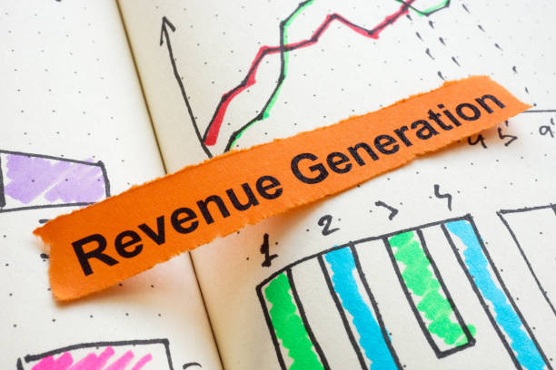 istock Financial charts and phrase revenue generation. Profitability concept. 2182062811
