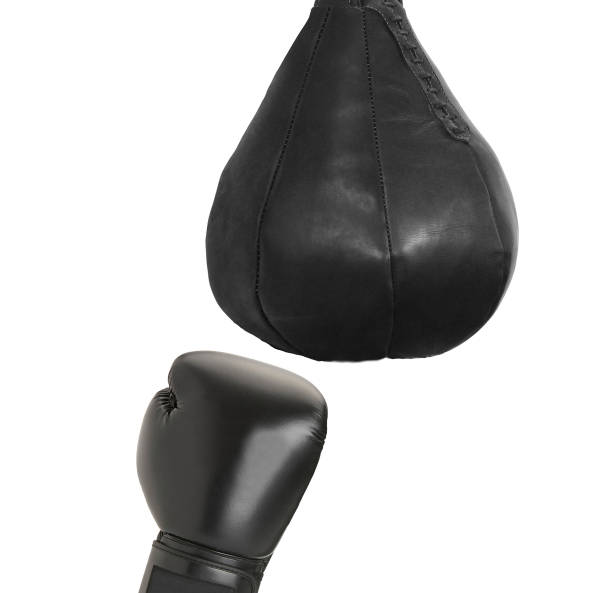 istock Boxing glove and a punching bag isolated 2182068136