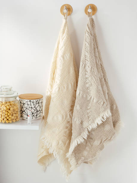 istock linen towel for home, kitchen and shower 2182070494