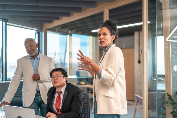 Smiling Diverse Business Leaders in Office Meeting