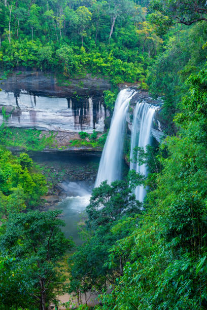istock Panoramic beautiful deep forest waterfall in Thailand. nature background. 2182073347