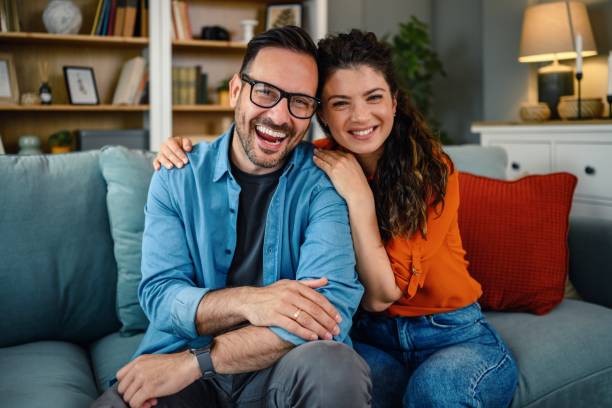 istock Happy couple at home. 2182073651
