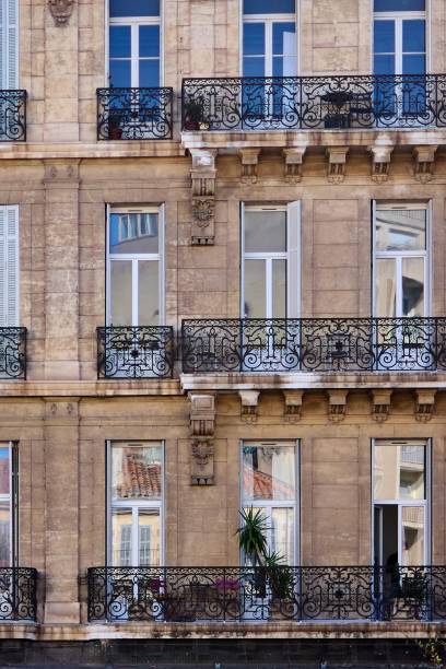 istock Elegant house facade with black railings in Marseille 2182075589