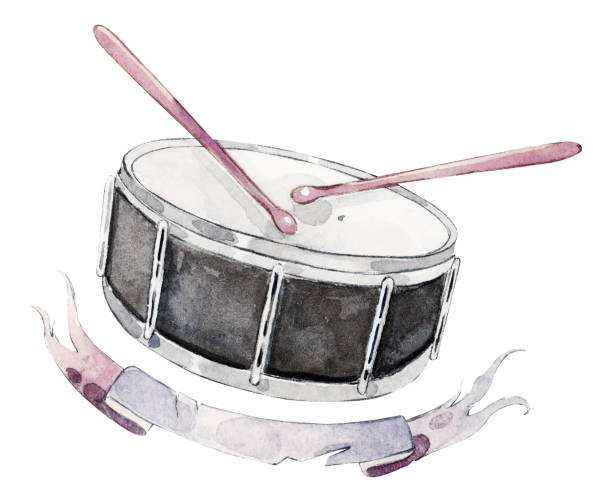 istock A watercolor clip art of a black hand drum 2182077975