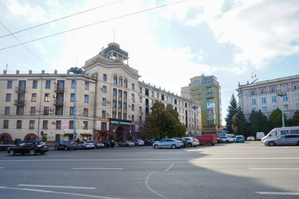 Chisinau, Moldova. October 25, 2024.  External view of the Chisinau Hotel in the city center