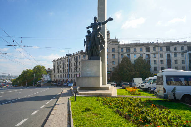 Chisinau, Moldova. October 25, 2024.  the Monument to those who fell in the Second World War in the city center