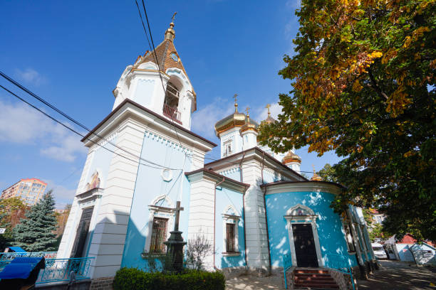 Chisinau, Moldova. October 25, 2024.   the inner courtyard of the Ciuflea Monastery in the city center