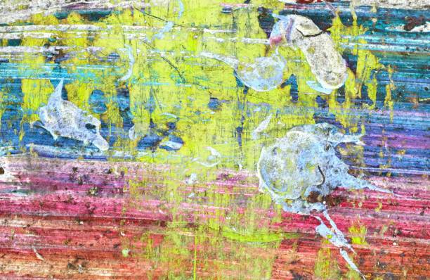 istock Cracked and peeling paint on concrete wall textures in high resolution 2182083563