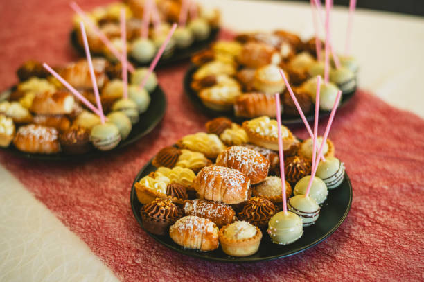 Variety of sweets on the table, cake pops and other