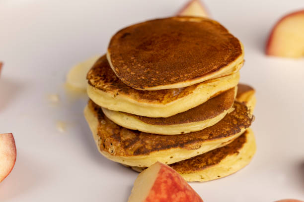 istock milk pancakes with butter and sliced peach slices 2182091165